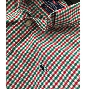 NWOT Red & Green Boys XL Vineyard Vines Button Up
